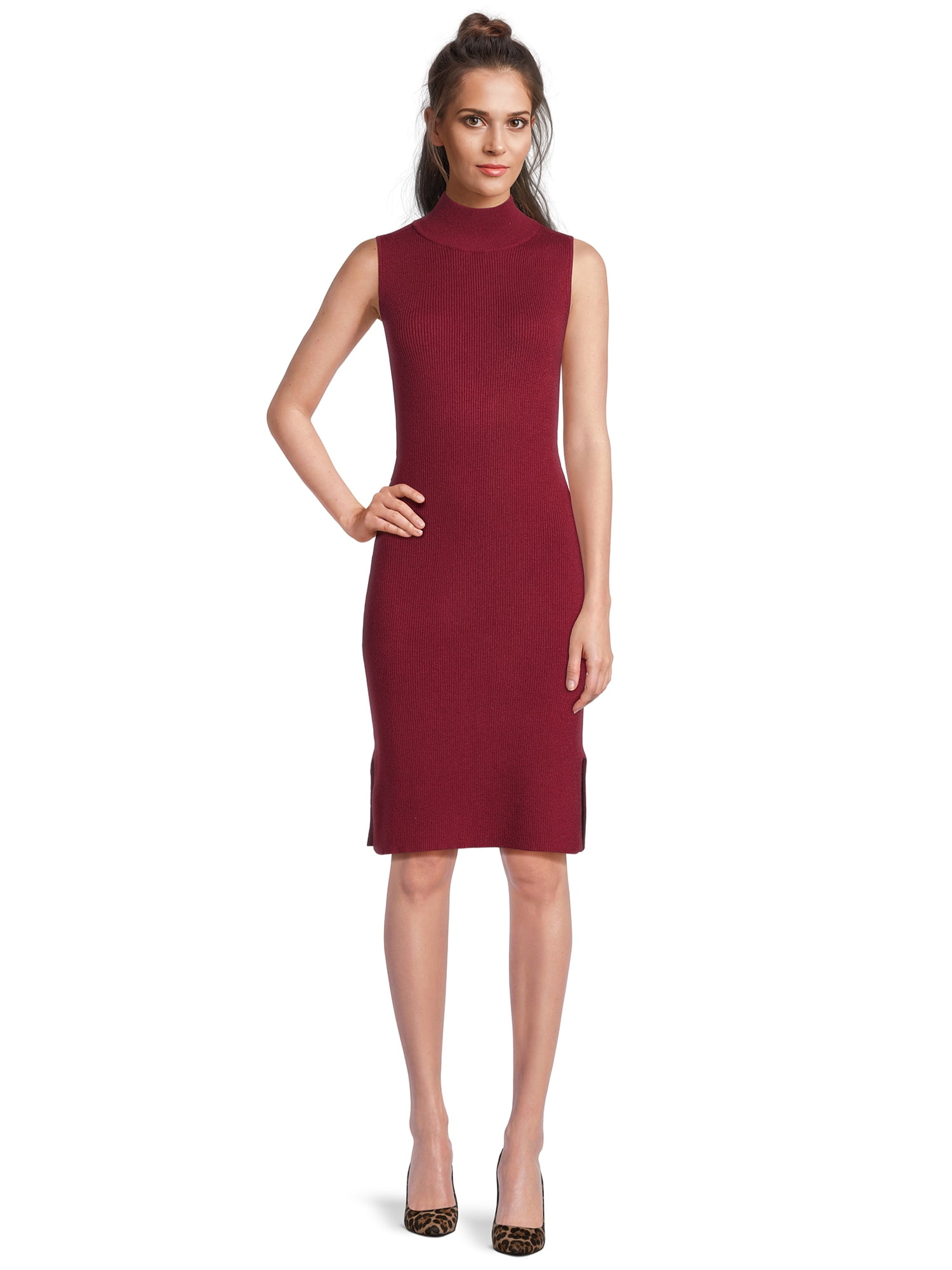 Time and Tru Women's Sleeveless Mock Neck Tank Dress, Sizes XS-XXXL