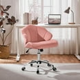 thumbnail image 3 of YYEAN Cute Velvet Desk Chair Shell-Shaped Back Vanity Chairs Modern Swivel Desk with Wheels Adjustable Height for Home Office Bedroom Pink, 3 of 10