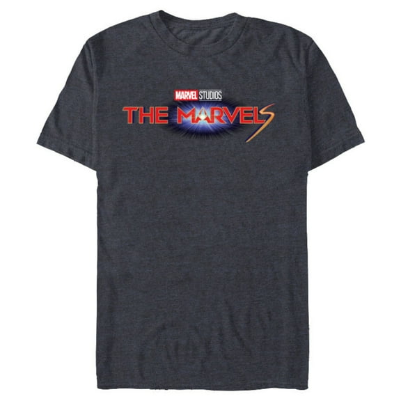 Marvel Studios The Marvels Official Movie Logo - Short Sleeve Blended T-Shirt for Adults - Customized-Navy Heather