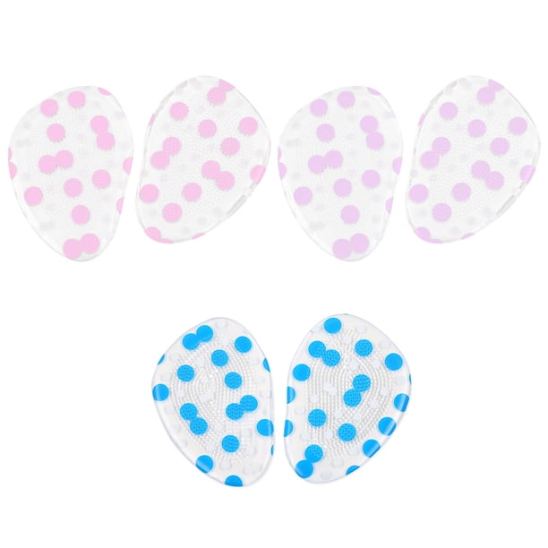EeaseMX 3 pares de plantillas de gel autoadhesivas para el antepié, con almohadillas antiamortiguación para tacones altos (azul, rosa, morado y blanco)