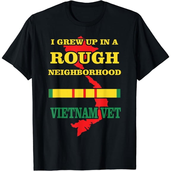 Vietnam Veteran T-Shirt I Grew Up In A Rough Neighborhood Patriotic Military Pride Graphic Tee Retro Vintage Style Men's Apparel