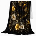 thumbnail image 2 of Mystical Bumblebee Wildflowers Night Sky, Peaceful Mountain Lake Scene, Warm Flannel Blanket for Cabin and Lodge, Outdoor Lovers autumn celebration Gift, Festive Home Decor, 2 of 9