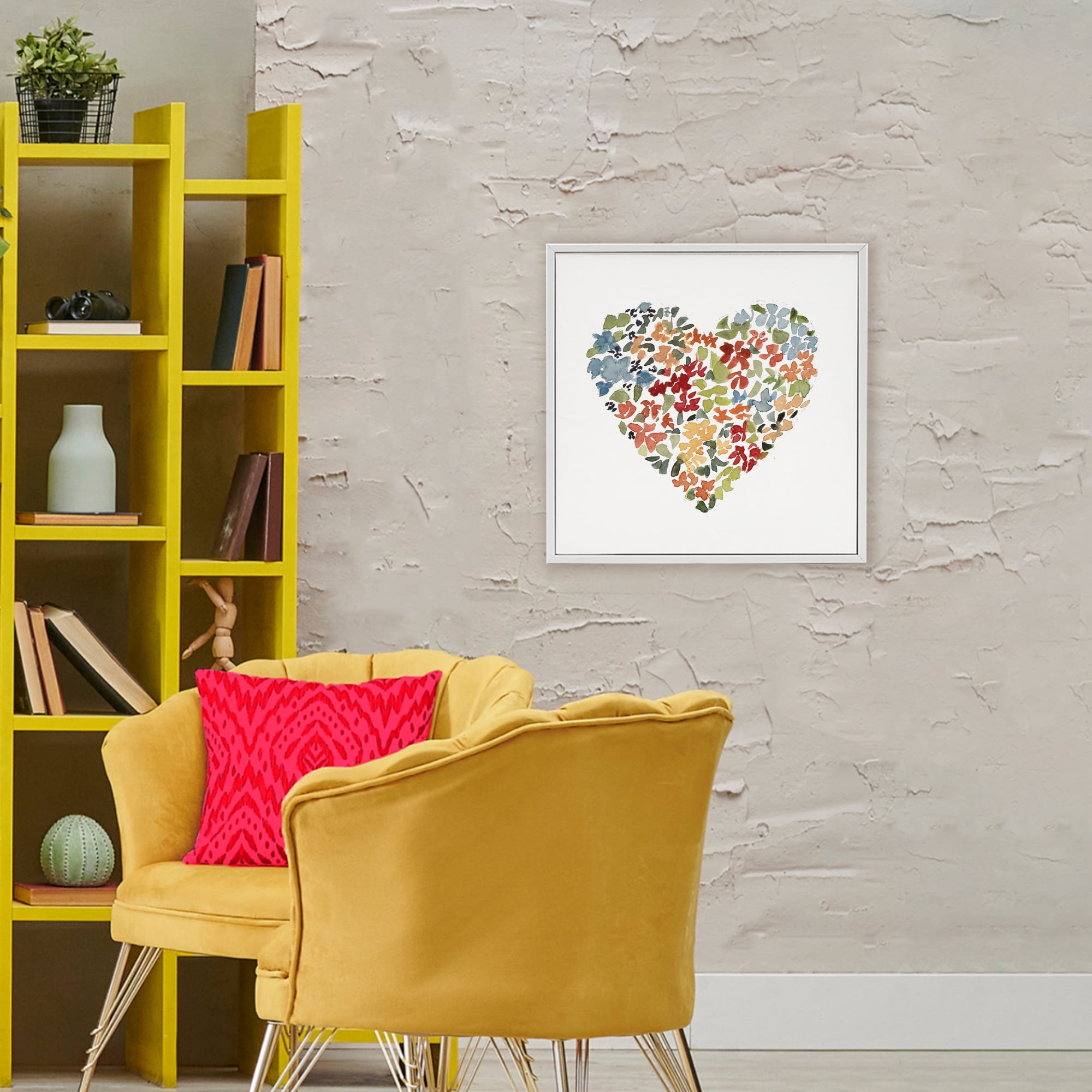 Stupell Industries Blooming Earth Tone Heart White Framed Giclee Art, design by Lanie Loreth