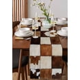thumbnail image 2 of Table Runner 90 Inch Long - Rustic Cow Animal FurDecorative Table Scarf,Farmhouse Leather Brown WhiteDining Table Runners for Wedding Party Kitchen Dining Tables, 2 of 7