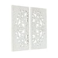 thumbnail image 6 of Kate and Laurel Saanvi Traditional Carved Wood Art Plaque Set, 2 pc, White, Wooden Wall Art with Dimensional Hand-Carved Design for Bedroom or Living Room Decor, 6 of 9