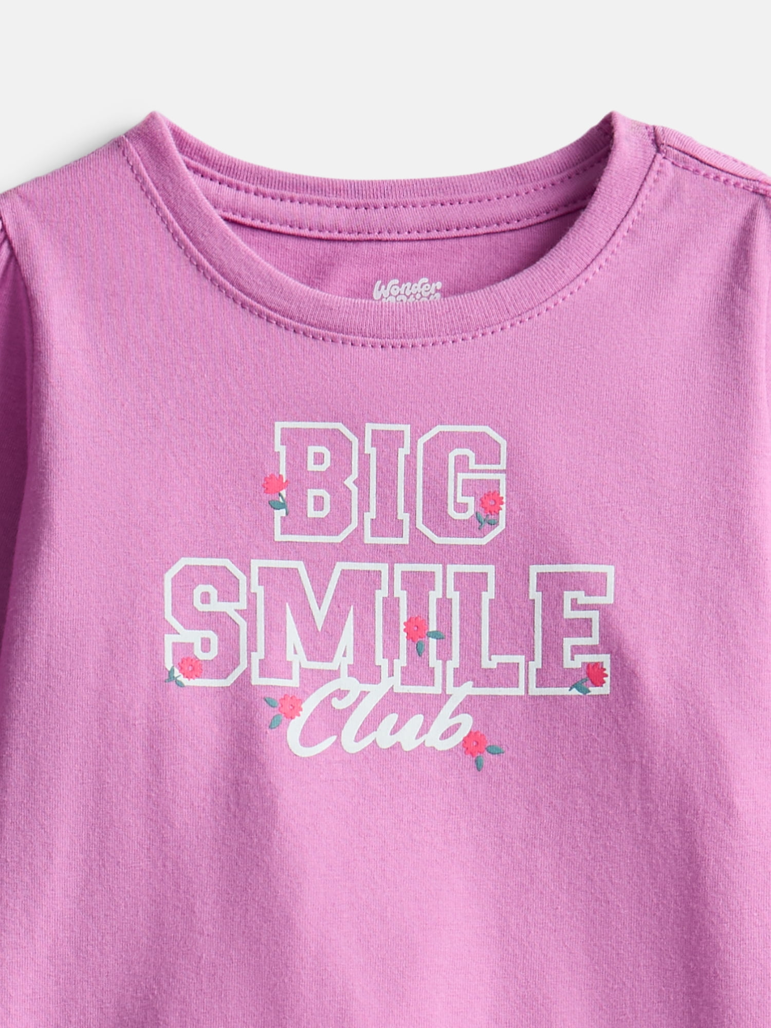 Wonder Nation Baby and Toddler Girls Graphic Tee with Long Puff Sleeves, Sizes 0M-5T
