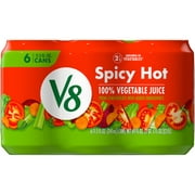 V8 Spicy Hot 100% Vegetable Juice, 11.5 fl oz Can, 6 Count