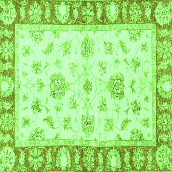 Ahgly Company Indoor Square Oriental Green Modern Area Rugs, 3' Square