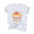 thumbnail image 1 of Camiseta de manga corta con estampado de Acción de Gracias informal para mujer Fridja  zx2382, 1 of 6