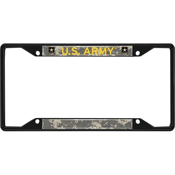 FANMATS 31294 U.S. Army Metal License Plate Frame Black Finish