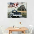 thumbnail image 2 of Acheng Farmhouse Wall Art Rustic Old Barn Canvas Painting Print Country Landscape Truck Pictures Wall Decor Framed Artwork Home Decoration for Living Room Kitchen Bathroom  20x16in, 2 of 6