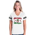 thumbnail image 1 of Womens Christmas Wrapper Football V-Neck T-Shirt, 1 of 5
