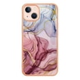 thumbnail image 2 of ELEHOLD for iPhone 13 6.1 inch Marble Case, Clear Electroplated Frame Soft TPU Anti-Scratch Wear-Resistant Wireless Charging Slim Fit Transparent Case for iPhone 13, Rose, 2 of 9