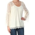 thumbnail image 2 of Kensie Womens Lantern-Sleeve Knit Blouse, Off-White, X-Small, 2 of 3