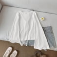 thumbnail image 2 of AKOEE Womens Crop Sweaters Open Tie Front Cardigans Soft Knit V Neck Long Sleeve Casual Spring Fall Blouses (XL, White), 2 of 7