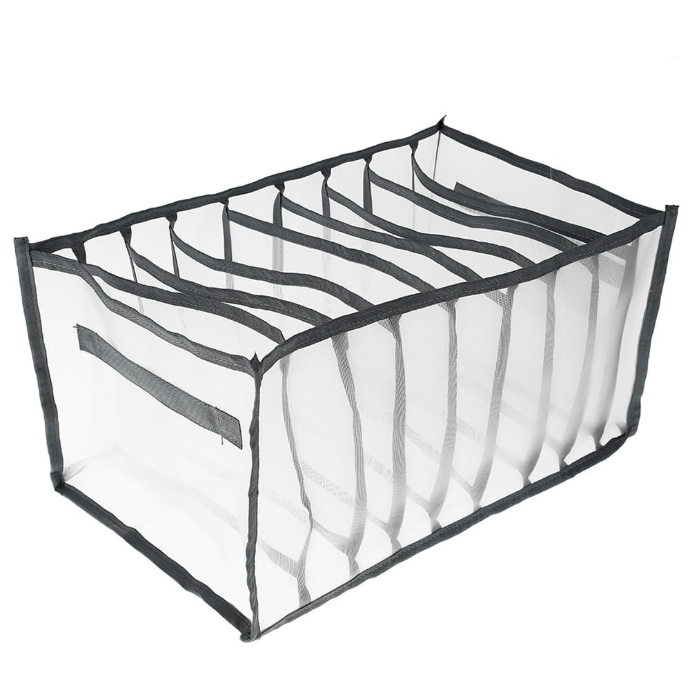 Jeans Compartment Storage Box 4pcs Folding Drawer Organizers 7 Grid,White Clothes Drawer Mesh Separation Box Stackable Wardrobe Storage 