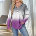 thumbnail image 3 of Hoodies Sweatshirt for Women Half Button Hooded Pullover Drawstring Long Sleeve Shirts Tops Gradient Clothes, 3 of 7