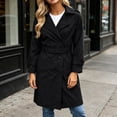thumbnail image 6 of Kezqiaxn Lightweight Jacket Women Button Down Long Sleeve Fall Casual Long Outwear Collared Trench Coat with Pockets Black L, 6 of 9