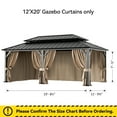 thumbnail image 2 of Covered Outdoor Universal 12‘x20’ Gazebo Curtain Replacement with 4 Panel Zippered Grey Sidewalls, 2 of 5