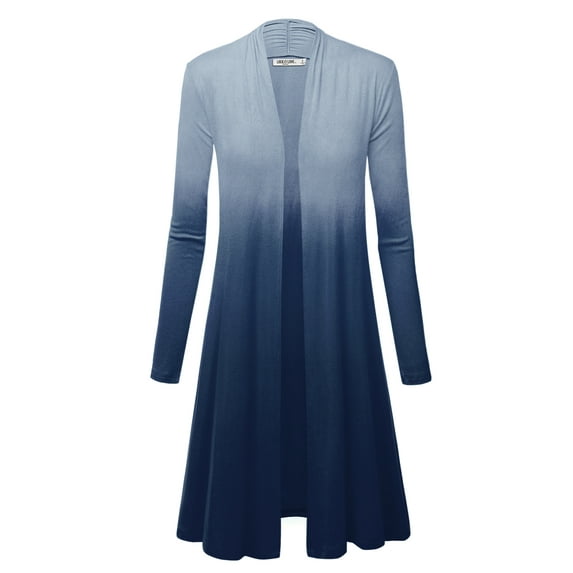 MBJ WSK1079 Womens Ombre Open Front Long Cardigan XXL NAVY