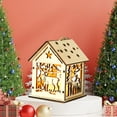thumbnail image 5 of Christmas LED House Luminous Wooden Christmas Village Houses for Crafts Lighted Christmas Village with Mini Xmas Miniature Tree Decor Winter Snow Christmas Village Decorations Set Craft Gife, 5 of 6
