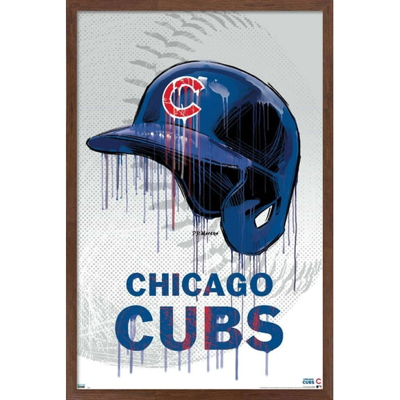 MLB Chicago Cubs - Drip Helmet 20 Wall Poster, 14.725" x 22.375", Framed