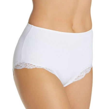 Women s Only Hearts 51619 Delicious High Waist Brief Panty with Lace (White S)