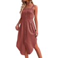 thumbnail image 3 of Womens Plus Size Summer Dresses Ladies Irregular Backless Linen Slip Dress With Stylish Design Plus Size Prom Dress Brick Red M, 3 of 6