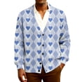thumbnail image 2 of QHRMKOG Mens Cardigan Romantic Valentine's Day Heart Cardigan Sweaters Print Relaxed Fit Long Sleeve V Neck Button Up Cardigan Casual Ribbed Knited Sweater Blue M, 2 of 7