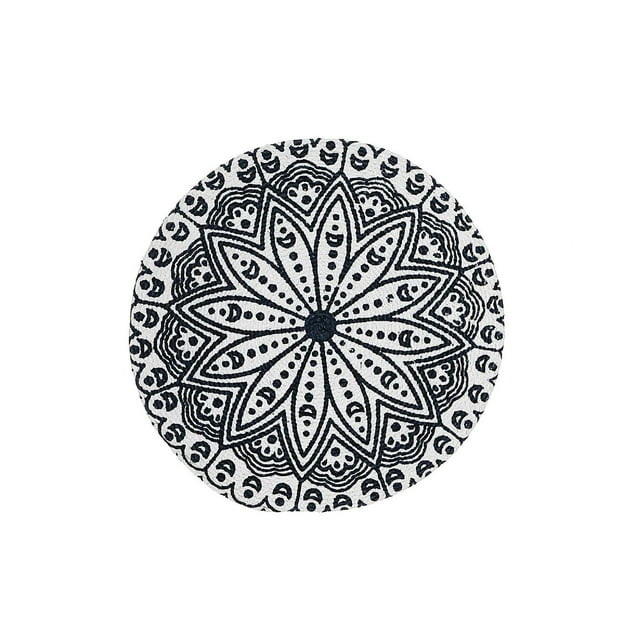 IH Casa Decor Imprimé Rond Cotton Corde Placemat Blue Mandala - Ensemble De 12