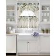thumbnail image 3 of Sage Green Swag Kitchen Curtains Sets for Windows 24 Inch Length, Eucalyptus Leaves Short Window Curtain Panels Swags Valances and Tiers 3 Piece Set for Cafe/Dining Room, 3 of 5