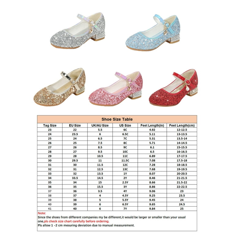 Girls shoes clearance chart