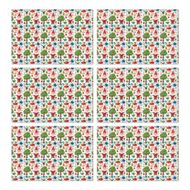 White Christmas Gnome Pattern Summer Placemats Table Placemats Set Of 6-Linen Kitchen Washable Placemats Table Mats 11.8"x17.7" Non-Slip Heat Resistant
