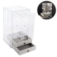 thumbnail image 1 of Jewelry Organizer Box with 2 Drawers and 3 Acrylic Earring Storage Display Holder for Rings Necklace Bracelet-Transparent, 1 of 9