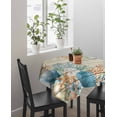 thumbnail image 4 of Beige Beach Coastal Suqare Tablecloth - 54 x 54 Inch, Summer Nautical Coral Shell Botanical Vintage Waterproof & StainResistant Tablecloth, Washable Oil-proof Table Cover for Dining/Party/Wedding, 4 of 9