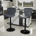 thumbnail image 2 of ClinQ Swivel Adjustable Bar Stools Set of 2, PU Leather Counter Height Bar Chairs with 360° Swivel, Hydraulic Lift, Footrest, Darkgray, 2 of 6