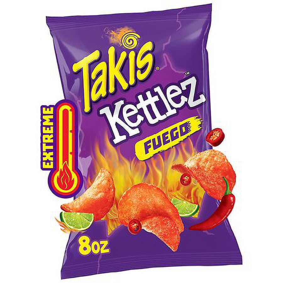 Takis Kettlez Fuego Kettle-Cooked Potato Chips Hot Chili Pepper & Lime 8.0 Oz Pack of 2