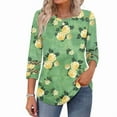 thumbnail image 4 of Ronuti Womens 3/4 Sleeve Tops Ladies Blouses Crew Neck T Shirts for Women Loose Fit Tunic Tops, 4 of 9