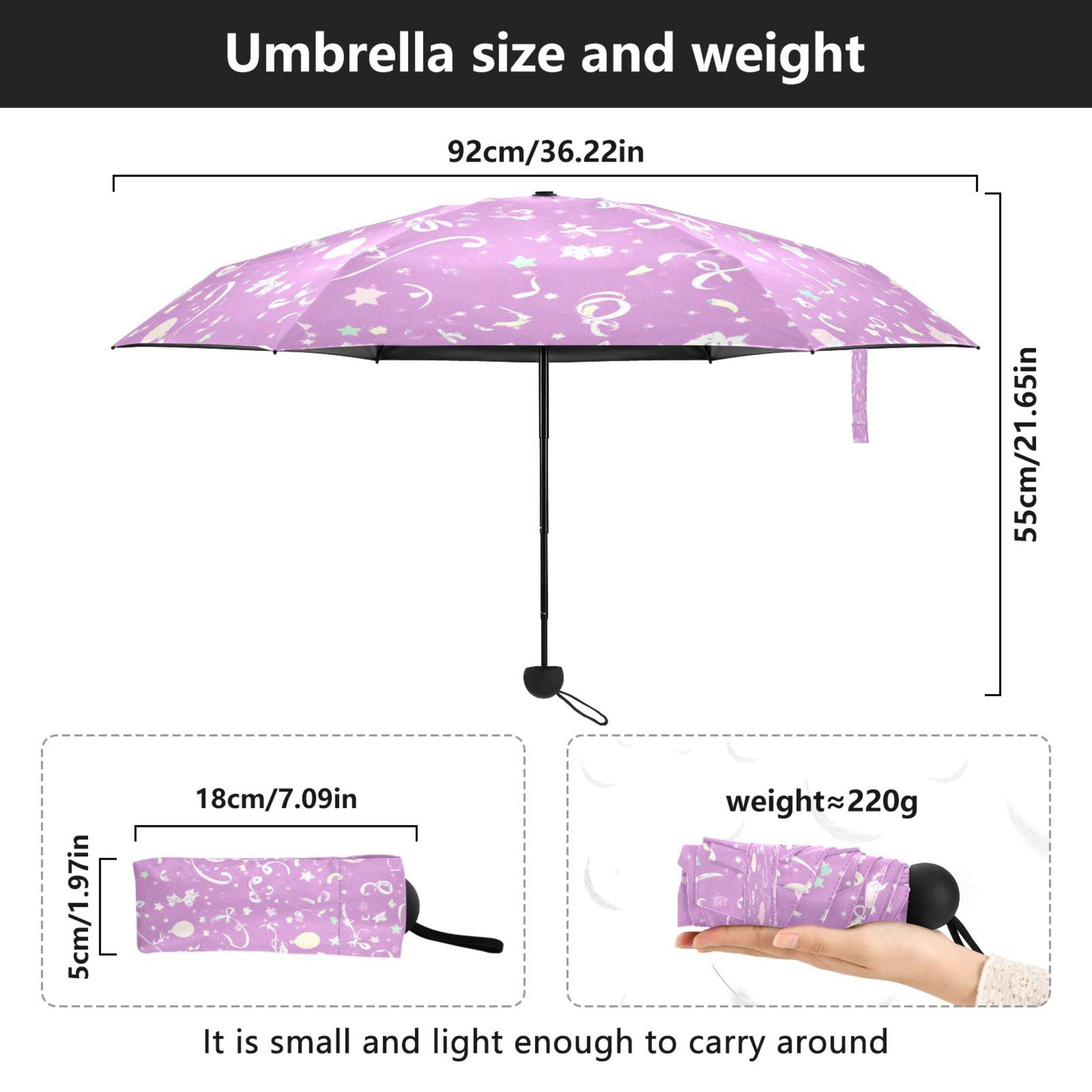 Pink Elements Pattern Umbrellas for Sun Auto Open Close UV50+ Waterproof 5-Fold Compact Fiberglass Frame