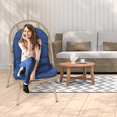 thumbnail image 4 of Magshion Rattan Chair with Collapsible Waterproof Canopy, Basket Lounge Egg Chairs with Cushion, Strong Heavy-Duty Steel Frame, for Indoor Outdoor Patio Backyard, Blue, 4 of 10