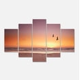 thumbnail image 2 of Beach Sunset and Sea Gulls - Modern Seashore Canvas Art, 2 of 3