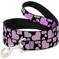 thumbnail image 1 of Buckle-Down DL-W30506-N Narrow 0.5" Eighties Hearts Black Fuchsia White Dog Leash, 1 of 1