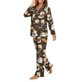 thumbnail image 5 of DISNIMO Women's Pajama Sets Coffee Printed 2 Piece Pj Lounge Sets with Pockets Long Sleeve Button Down Nightwear with Matching Pajama Pants Soft V Neck Loungewear Nightwear, 2XL, 5 of 7