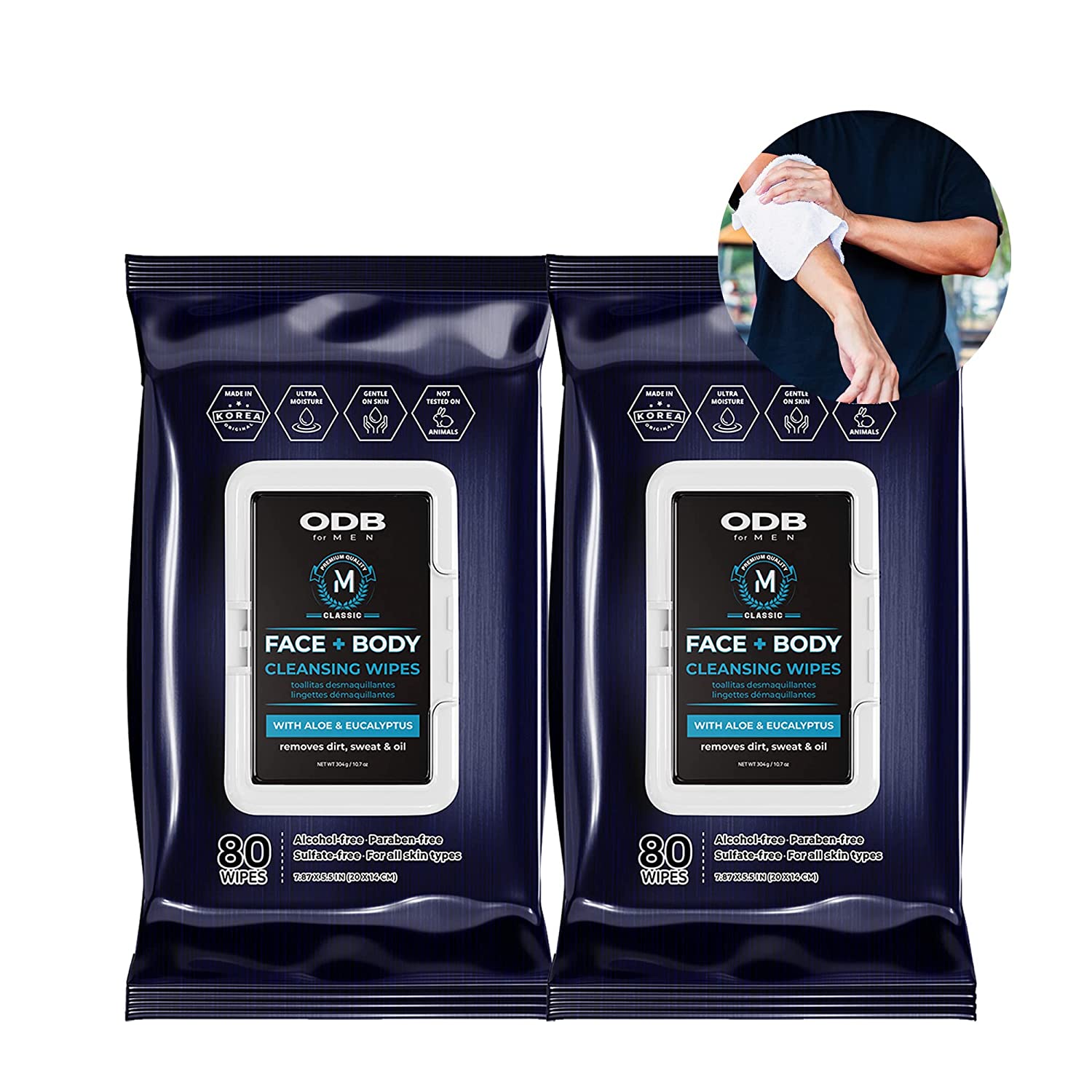 Original Derma Beauty for Men 160 Wipes Face Cleansing Wipes Body Wipes For Adults Bathing