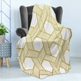 thumbnail image 4 of Geometric Soft Flannel Fleece Blanket, Entangled Stripes with Diagonal Lines Forming Hexagonal Shapes Contemporary, Cozy Plush for Indoor and Outdoor Use, 60" x 80", Yellow and White, by Ambesonne, 4 of 5