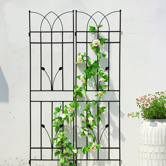 MAYEERTY 4 Pack Metal Garden Trellis 71 x 17.7 Inch Rustproof Climbing Plants Support Black Outdoor Flower