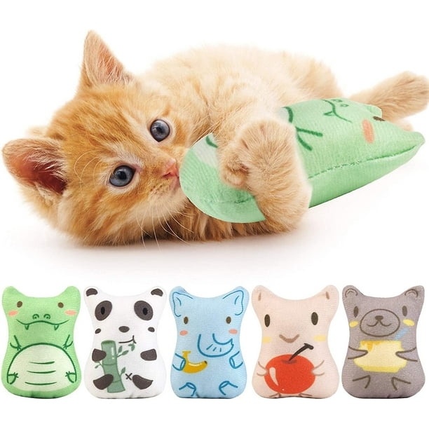 Catnip Toys For Indoor Cats 5pcs Plush Cat Chew Toys Teething Interactive Toy animal Shapes