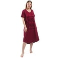 thumbnail image 4 of FEREMO Plus Size Nightgowns for Women V Neck Short Sleeve Nightshirts Sleepwear(Red,5X), 4 of 5