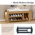 thumbnail image 5 of TREXM Retro Multifunctional Storage Bench with Cushion and Curved Side Panel for Entrance and Living Room (Antique White), 5 of 9