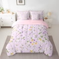 thumbnail image 3 of Manfei Vintage Flower Floral 7-Piece Twin Bedding Sets,Rustic Daisy Bedding Comforter Set,Purple Green Sheet Sets For Daults,Ultra Soft Home Decor Reversible, 3 of 9